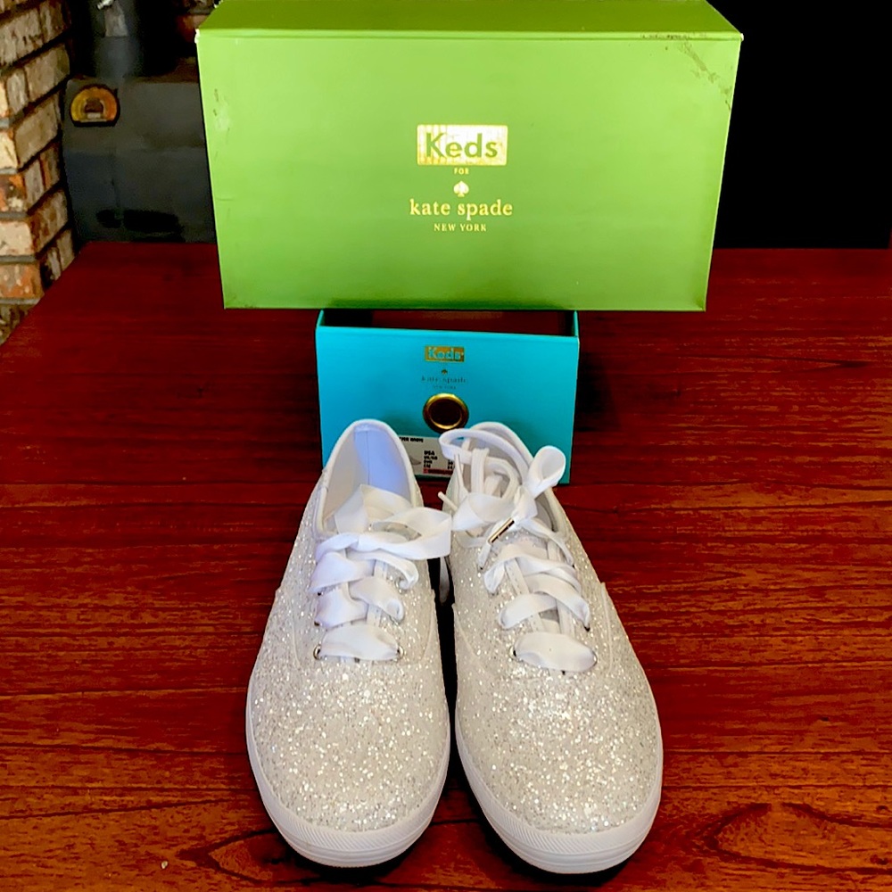 Keds x Kate Spade wedding sneakers glitter white